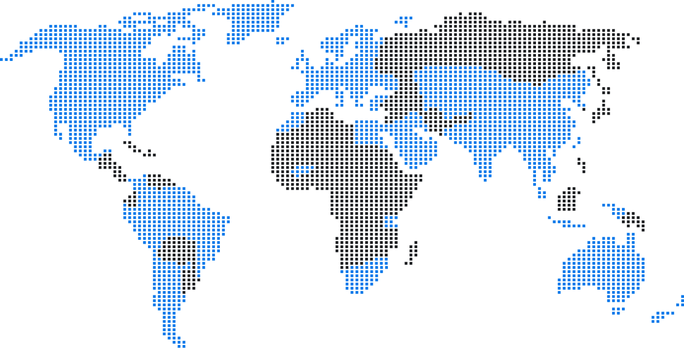 World map of Xorux deployments across 64 countries